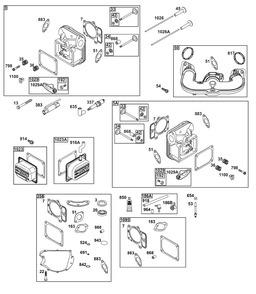 Cylinder Head Group Diagram and Parts List for 44C777-0010-G1 400000 - 699999 Briggs and Stratton Engine